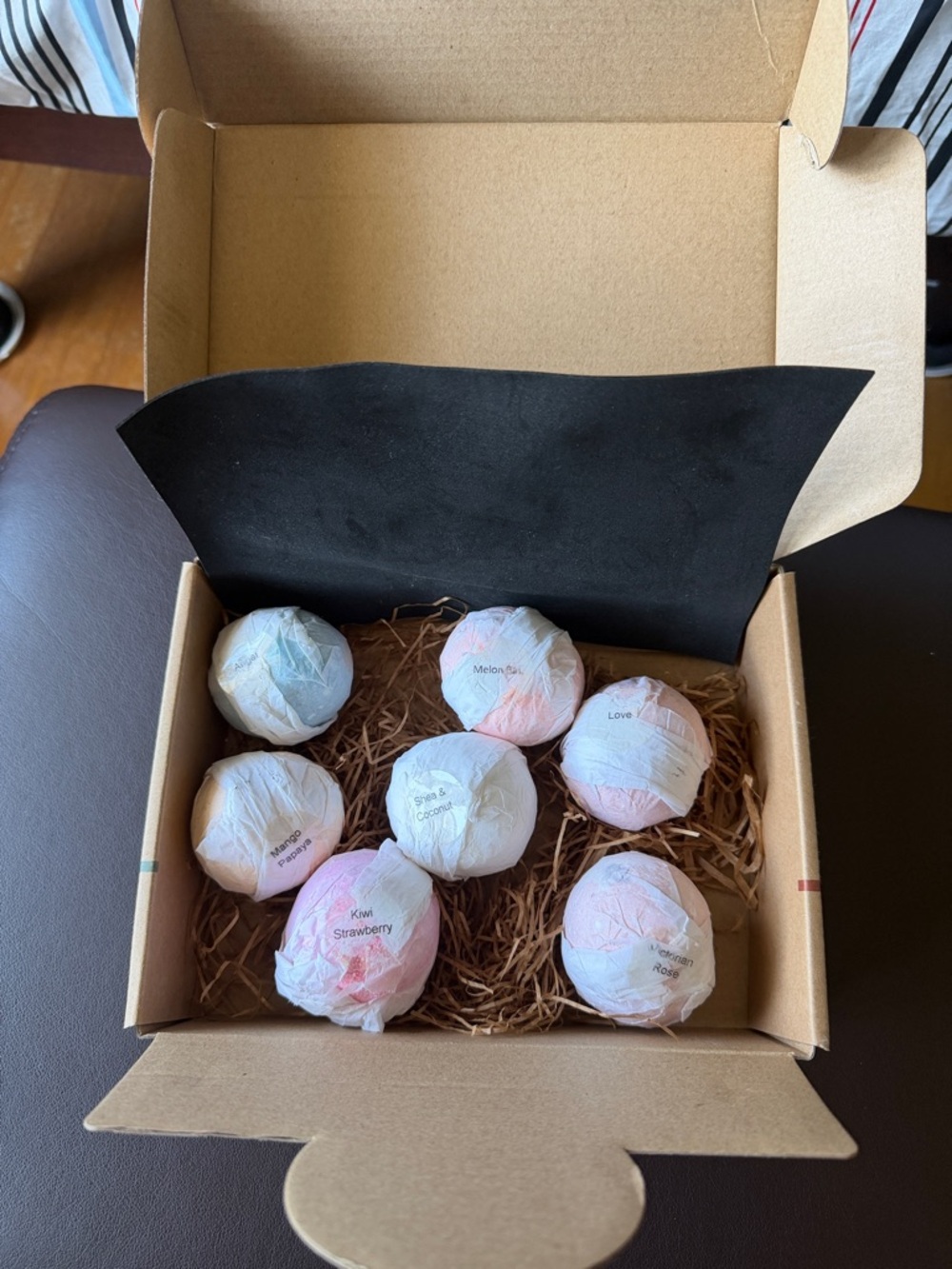 Handmade Bath Bomb Gift Set - Assorted Scents in Soft Pastel Pink & White